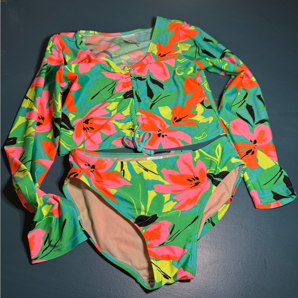 Art Class Two Piece Floral Rashguard Swimwear